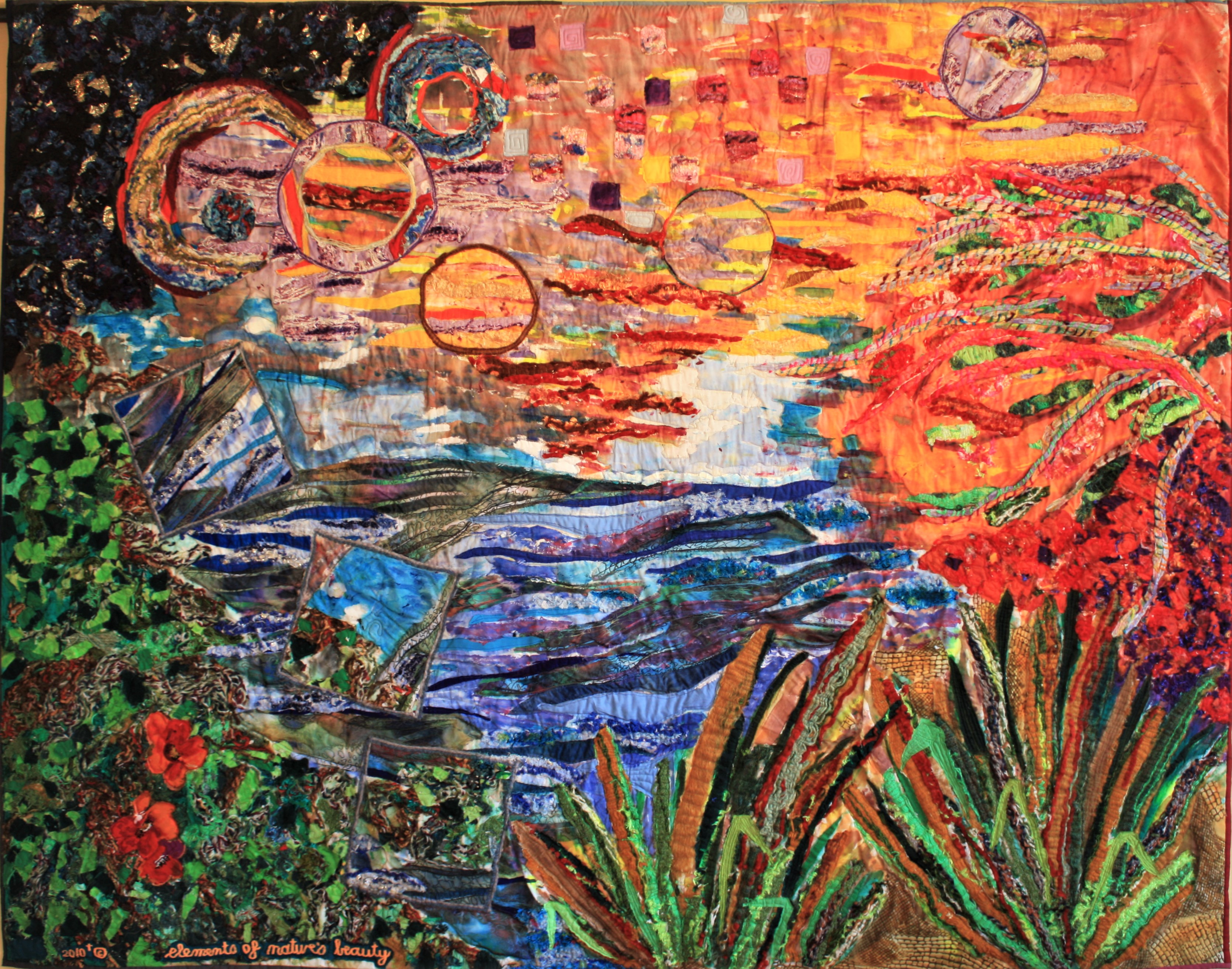 Elements of Nature's Beauty — art quilt by Enid Viljoen, fibre artist